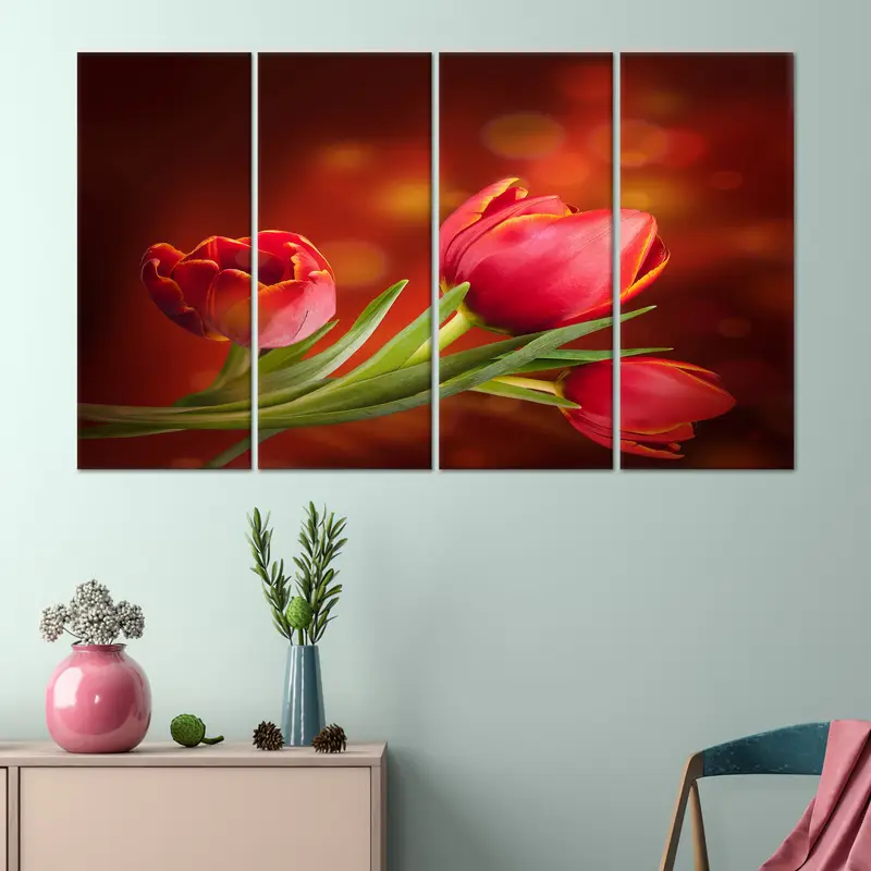 Red Wall Decor, Tulip Lover Gift, Tulip Canvas Wall Art, Modern Wall Decor, Red Tulip Canvas Art, Living Room Wall Decoration, Personalized, - 10