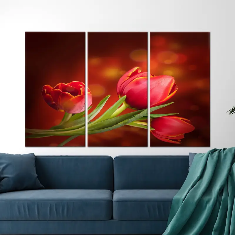 Red Wall Decor, Tulip Lover Gift, Tulip Canvas Wall Art, Modern Wall Decor, Red Tulip Canvas Art, Living Room Wall Decoration, Personalized, - 1