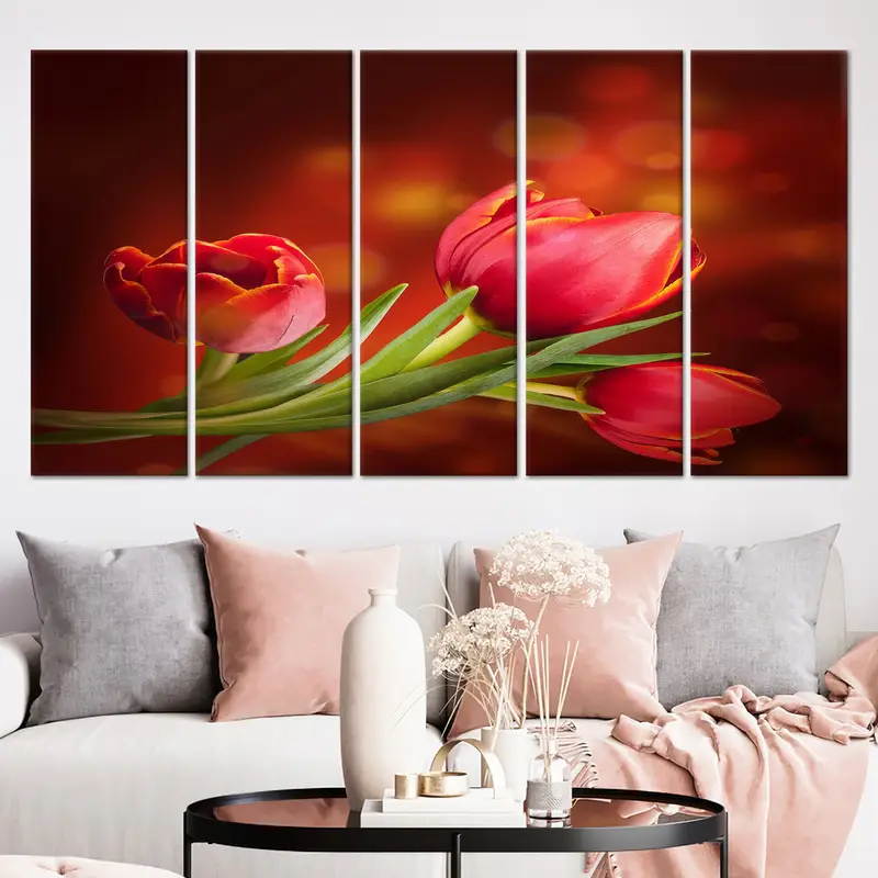 Red Wall Decor, Tulip Lover Gift, Tulip Canvas Wall Art, Modern Wall Decor, Red Tulip Canvas Art, Living Room Wall Decoration, Personalized, - 2