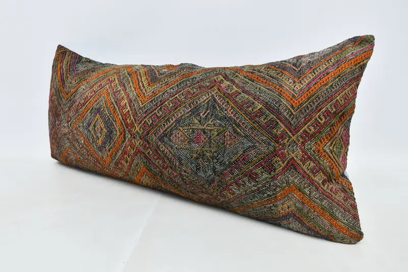 Designer Throw Pillow Case, Vintage Kilim Pillow, 16x36 Orange Pillow Case, Pillow Cover, Home Decor Pillow, Antique Pillows, Custom Pillow Cover - 4