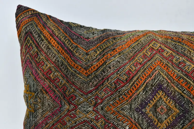 Designer Throw Pillow Case, Vintage Kilim Pillow, 16x36 Orange Pillow Case, Pillow Cover, Home Decor Pillow, Antique Pillows, Custom Pillow Cover - 2