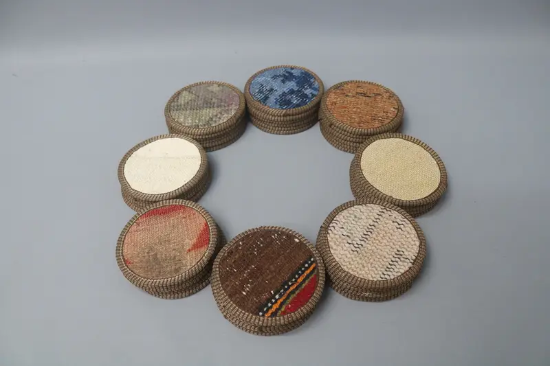 Bohem Desenli Yuvarlak Bardak Altlığı, Benzersiz Ev Dekoru Bardak Altlığı