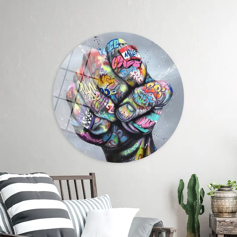 Inspirational Graffiti Art Canvas: Colorful Fist, Street Art Power