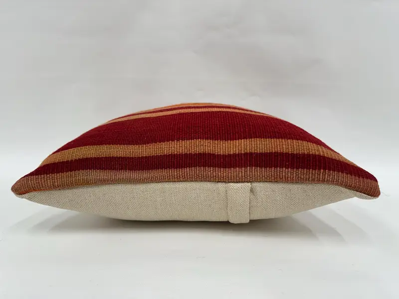 Yoga Cushion, Kilim Pillow, 14x14 Red Cushion Cover, Throw Kilim Pillow, Living Room Throw Cushion Cover, Kilim Cushion Sham, Pillow Sham - 5