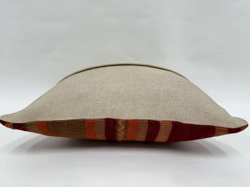 Yoga Cushion, Kilim Pillow, 14x14 Red Cushion Cover, Throw Kilim Pillow, Living Room Throw Cushion Cover, Kilim Cushion Sham, Pillow Sham - 7