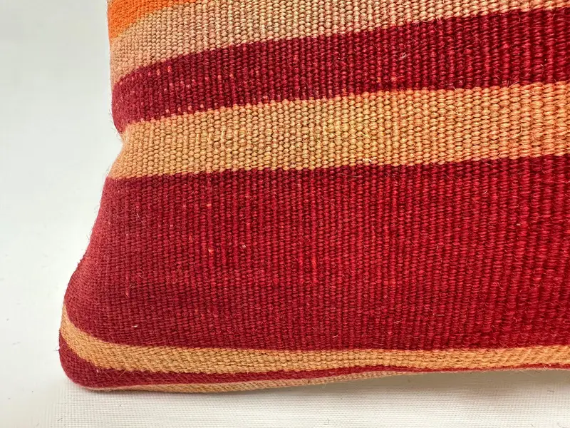 Yoga Cushion, Kilim Pillow, 14x14 Red Cushion Cover, Throw Kilim Pillow, Living Room Throw Cushion Cover, Kilim Cushion Sham, Pillow Sham - 2