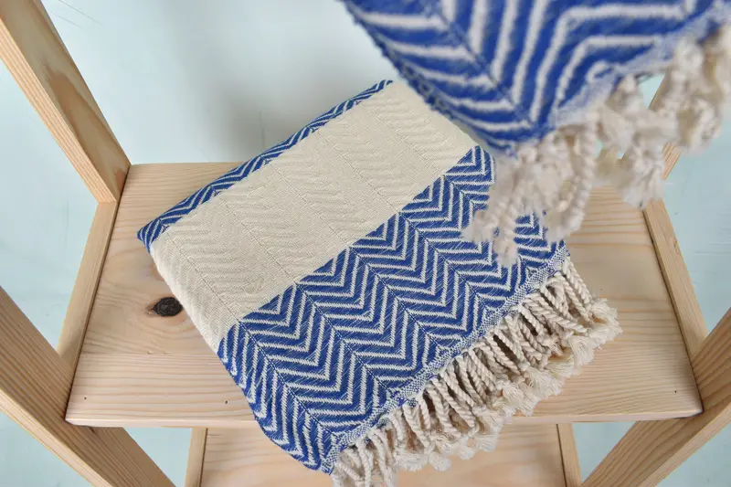 Personalized Turkish Towel, Large Turkish Towel, Luxury Turkish beach towel with fringe, Engagement Gift, Thin towel, 70x40 Cotton Zig zag Towel - 5