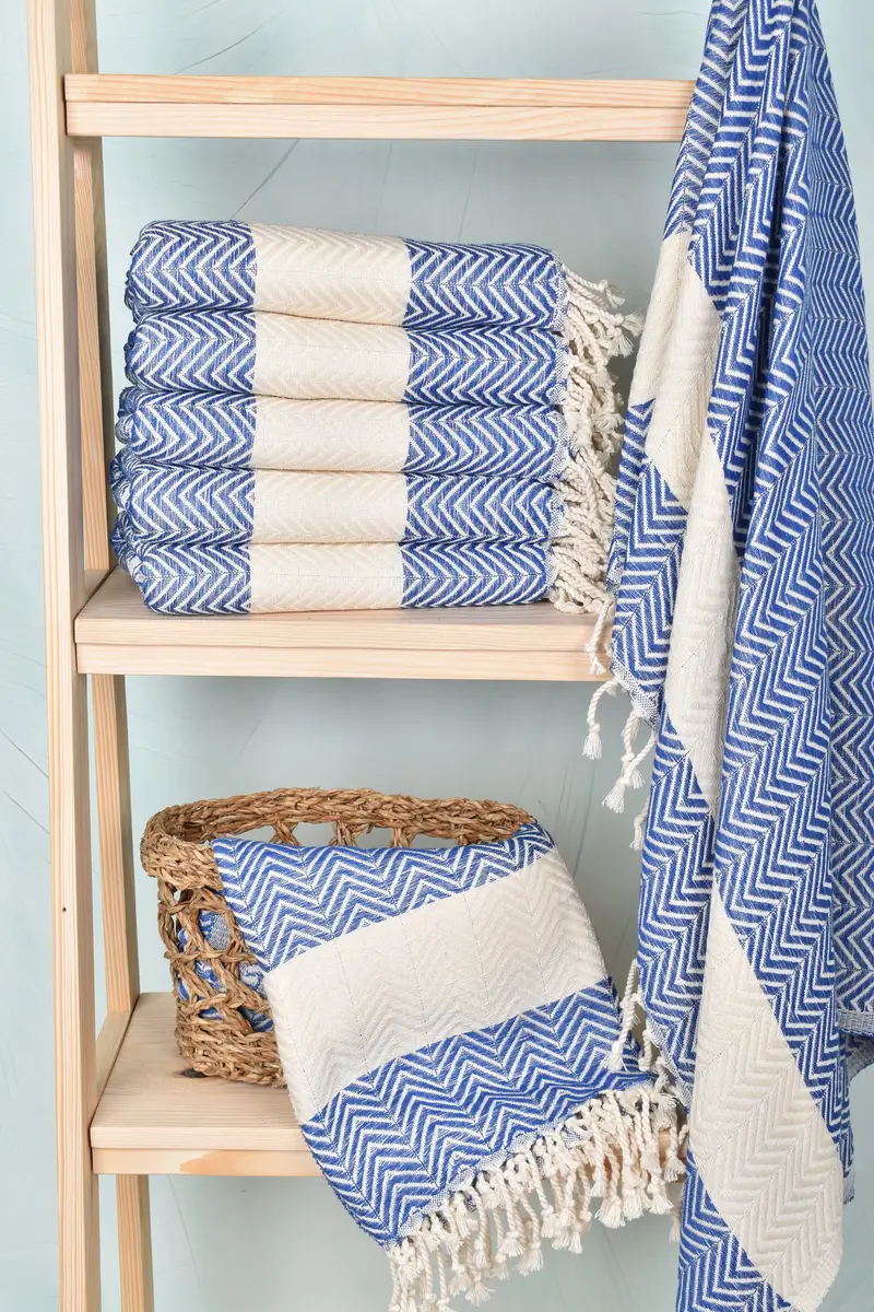 Personalized Turkish Towel, Large Turkish Towel, Luxury Turkish beach towel with fringe, Engagement Gift, Thin towel, 70x40 Cotton Zig zag Towel - 3