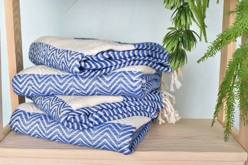 Personalized Turkish Towel, Large Turkish Towel, Luxury Turkish beach towel with fringe, Engagement Gift, Thin towel, 70x40 Cotton Zig zag Towel - 7