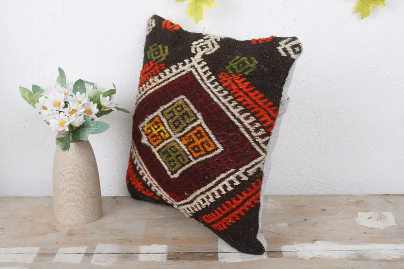 Handwoven Pillow Cover Pillow Case, 12x12 Red Cushion Case, Outdoor Patio Cushion, Cushion, Home Decor Pillow, Kilim Pillow, Gift Pillow - 4