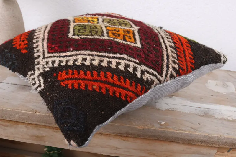 Handwoven Pillow Cover Pillow Case, 12x12 Red Cushion Case, Outdoor Patio Cushion, Cushion, Home Decor Pillow, Kilim Pillow, Gift Pillow - 6