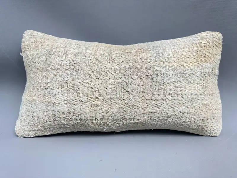 Patio Pillow Case, Pillow Case, 8x16 Beige Cushion, Antique Pillows, Handmade Kilim Cushion, Throw Kilim Pillow, Accent Throw Pillow Sham - 4
