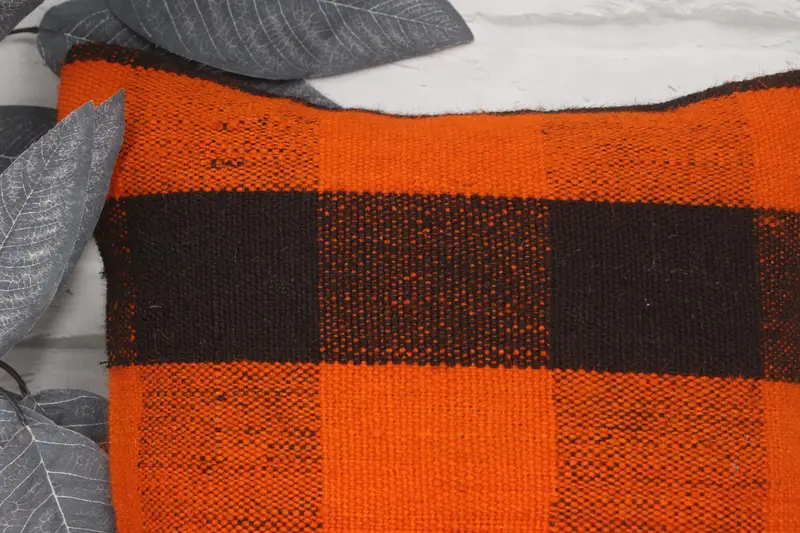 Antique Pillows, Sustainable Cushion Case, Aztec Cushion Case, Gift Pillow, 14x14 Orange Cushion, Pillow Cover, Kilim Pillow - 2