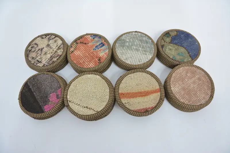 Posavasos Kilim con respaldo de cuero antideslizante, decoración única de mesa Boho