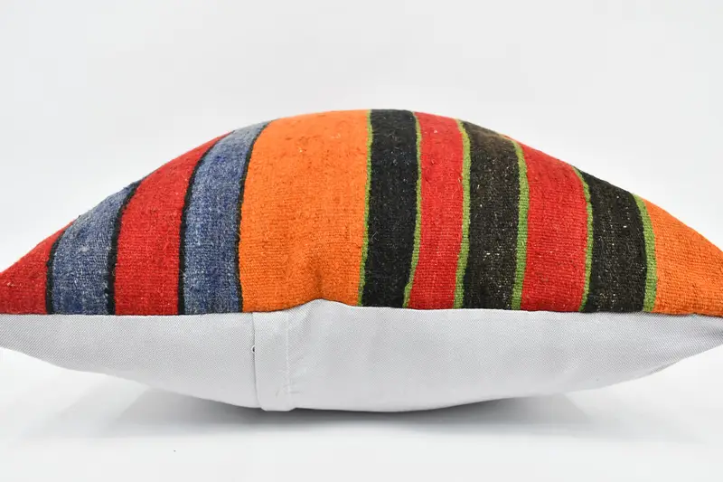 Kilim Cushion Sham, Handmade Rug Seat Pillow Sham, 24x24 Orange Pillow Cover, Boho Pillow, Turkish Pillow, Cushion, Accent Pillow, Seat Pillow Cover - 6