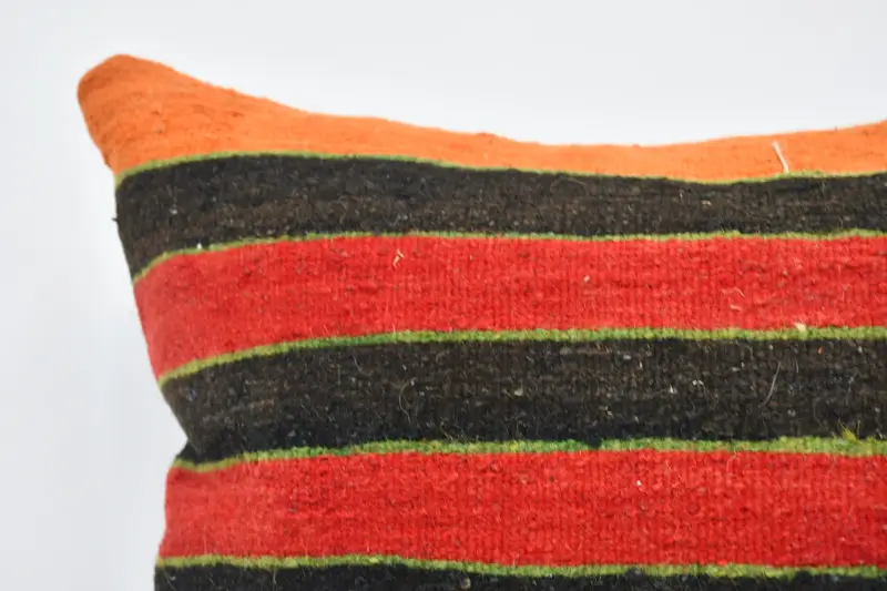 Kilim Cushion Sham, Handmade Rug Seat Pillow Sham, 24x24 Orange Pillow Cover, Boho Pillow, Turkish Pillow, Cushion, Accent Pillow, Seat Pillow Cover - 2