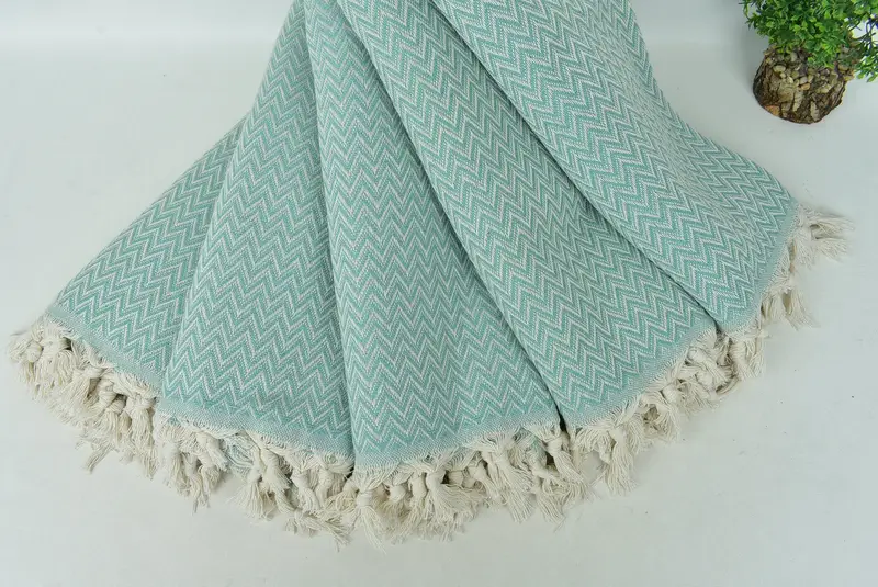 Bridesmaid Gifts, 76x64 Cotton Zig zag Towel, Wedding Favors, Bachelorette Large Towel, Throw Blanket, Decorative Bedspread, Welcome Wedding Gift - 4