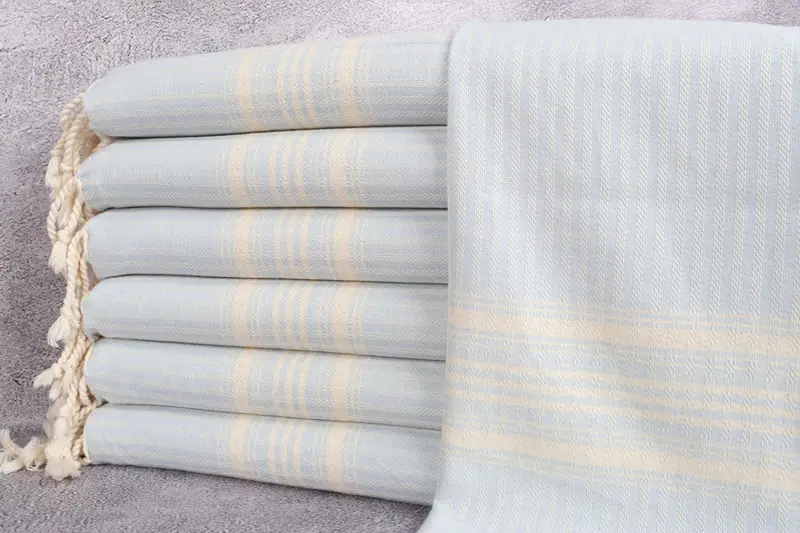 Turkish Towel Face Towel Striped Baby Blue Washcloth, 18x40 Inches