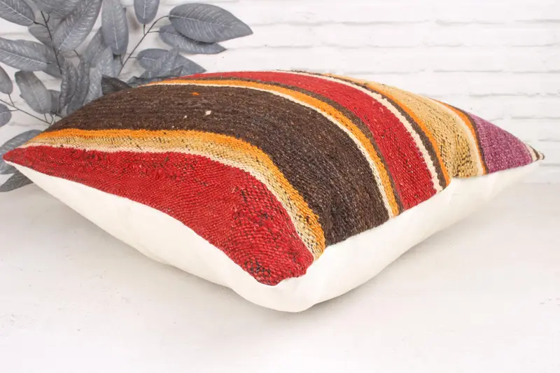 Cushion Cover, 24x24 Brown Cushion Case, Sustainable Cushion Cover, Vintage Pillow, Gift Pillow, Vintage Kilim Throw Pillow - 6