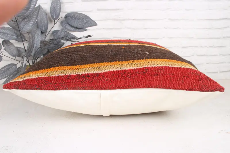 Cushion Cover, 24x24 Brown Cushion Case, Sustainable Cushion Cover, Vintage Pillow, Gift Pillow, Vintage Kilim Throw Pillow - 5