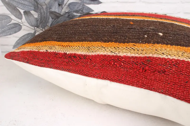 Cushion Cover, 24x24 Brown Cushion Case, Sustainable Cushion Cover, Vintage Pillow, Gift Pillow, Vintage Kilim Throw Pillow - 7