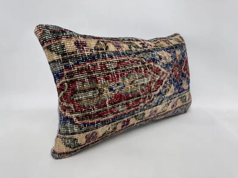 Vintage Kilim Pillow, Interior Designer Pillow, Neutral Throw Cushion, Kilim Pillow Cover, Cushion Cover, 12x20 Red Cushion Case - 3