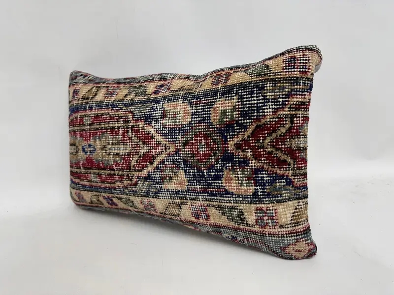 Vintage Kilim Pillow, Interior Designer Pillow, Neutral Throw Cushion, Kilim Pillow Cover, Cushion Cover, 12x20 Red Cushion Case - 4