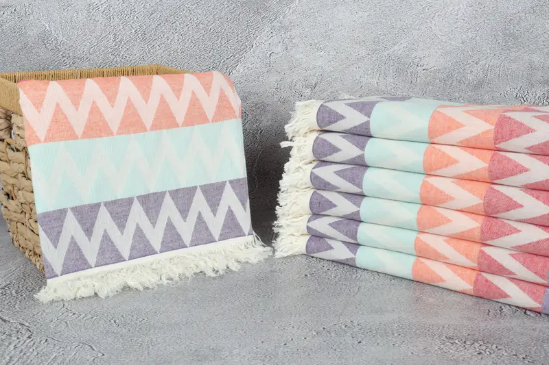 Wedding For Favor, Travel towel, Custom Towel Beach, Bachelorette Party Gifts, Peshtemal Towel, 70x40 Cotton Zigzag Design Towel, Bridesmaid Gifts - 4