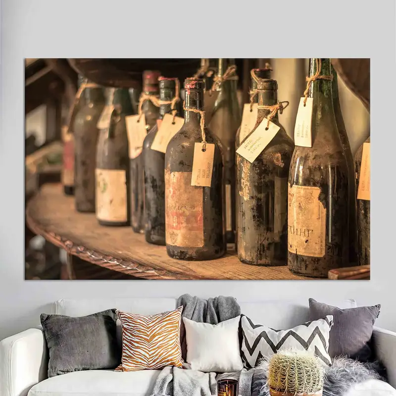 トレンディなキャンバスアート: ワイン愛好家の農家のキッチン装飾