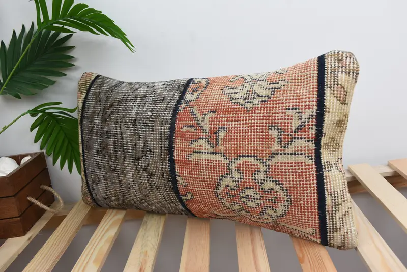 12x24 Red Cushion, Vintage Kilim Pillow, Handwoven Pillow Cover Cushion Cover, Pillow Case, Interior Designer Pillow, Kilim Cushion Sham - 5