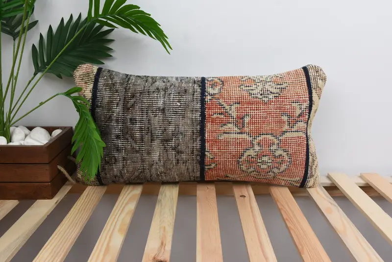 12x24 Red Cushion, Vintage Kilim Pillow, Handwoven Pillow Cover Cushion Cover, Pillow Case, Interior Designer Pillow, Kilim Cushion Sham - 1