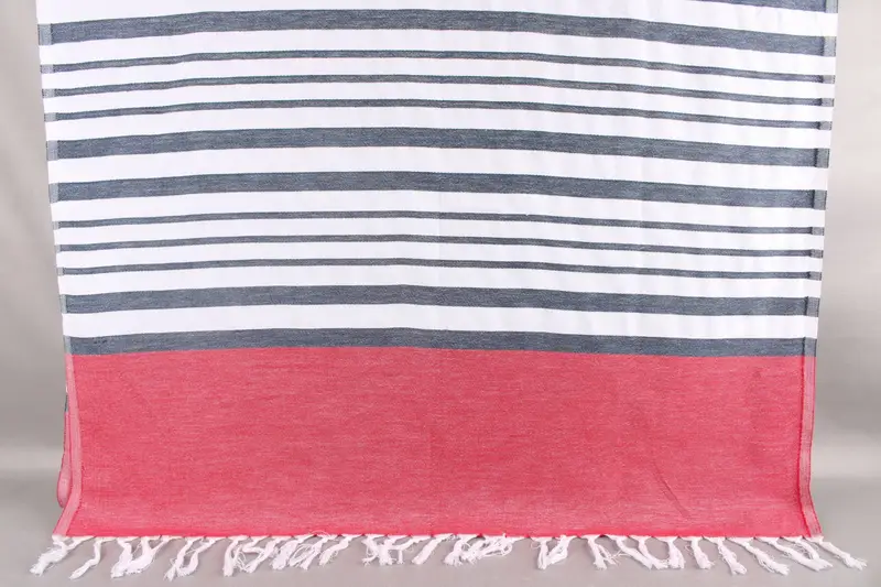 Custom Turkish Towel, Personalized Red Striped Towel, 40x71 Inches