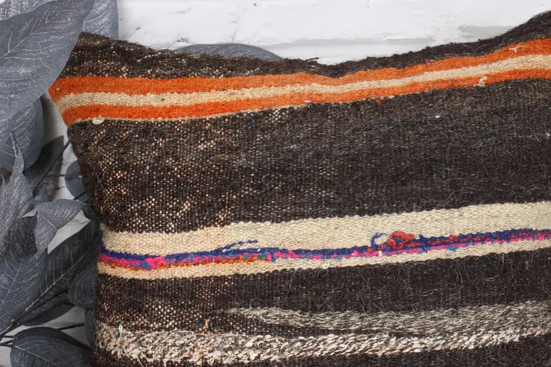 Square Throw Pillow, Boho Pillow, Ethnic Pillow Cover, Pillow Case, Pillow for Couch, Handmade Kilim Cushion, 18x18 Orange Pillow Sham - 2