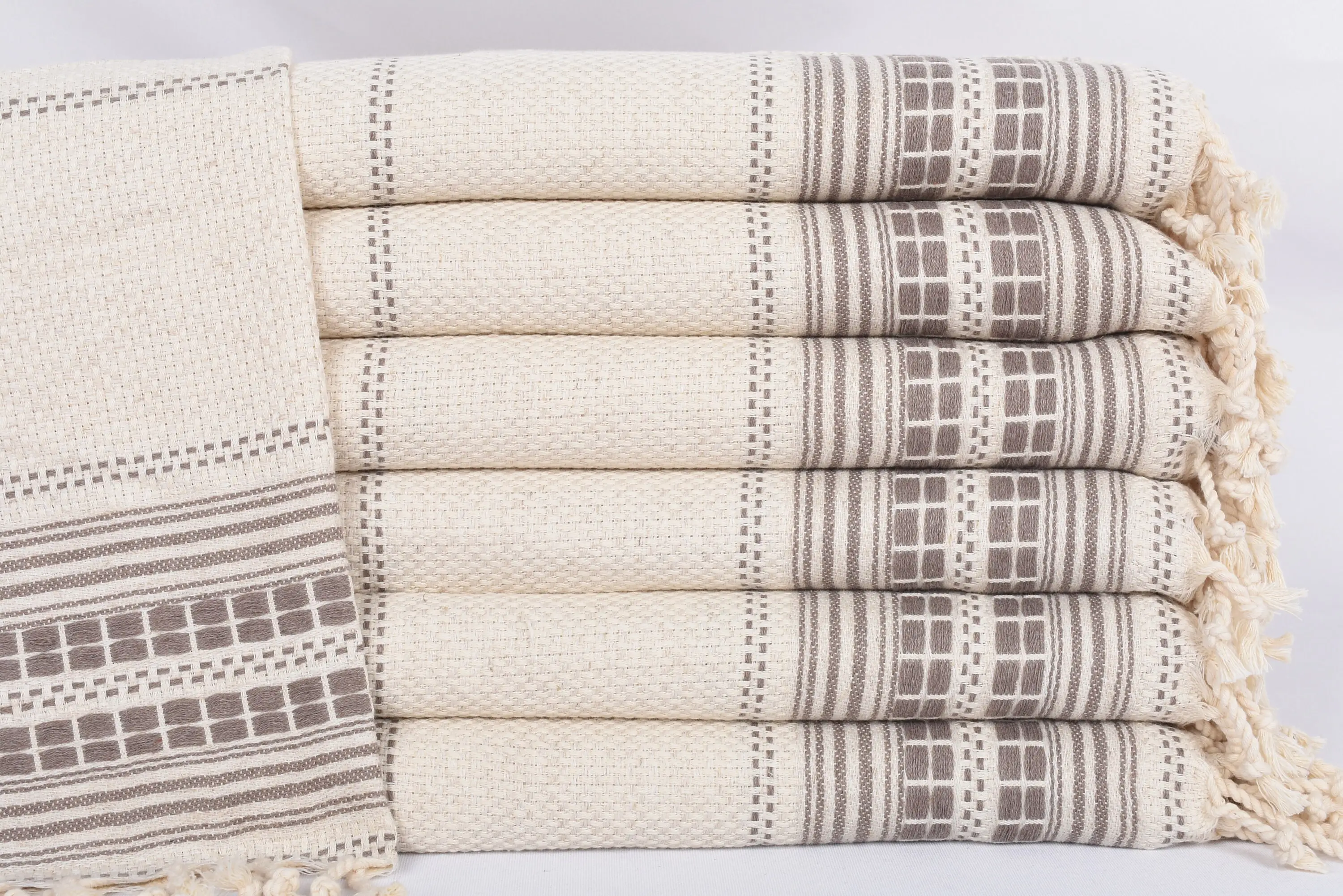 Brown Striped Tea Towel Handcrafted Turkish Cotton, 40x20 Inches - 1