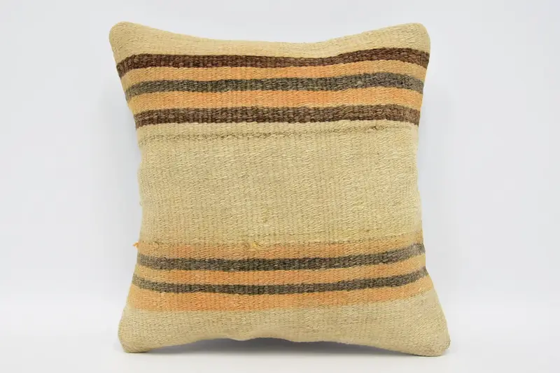 Kilim Pillow, Boho Pillow, Pillow Cover, Kilim Pillow Cover, Anatolian Cushion Cover, 12x12 Beige Cushion Cover, Patio Cushion Cover - 1