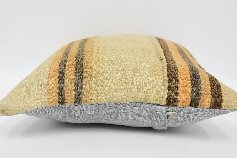 Kilim Pillow, Boho Pillow, Pillow Cover, Kilim Pillow Cover, Anatolian Cushion Cover, 12x12 Beige Cushion Cover, Patio Cushion Cover - 5