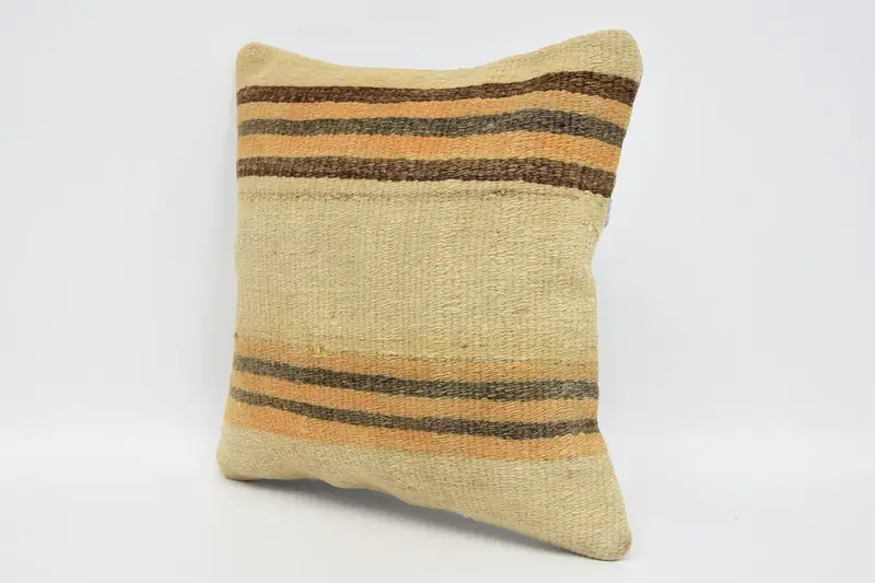 Kilim Pillow, Boho Pillow, Pillow Cover, Kilim Pillow Cover, Anatolian Cushion Cover, 12x12 Beige Cushion Cover, Patio Cushion Cover - 4