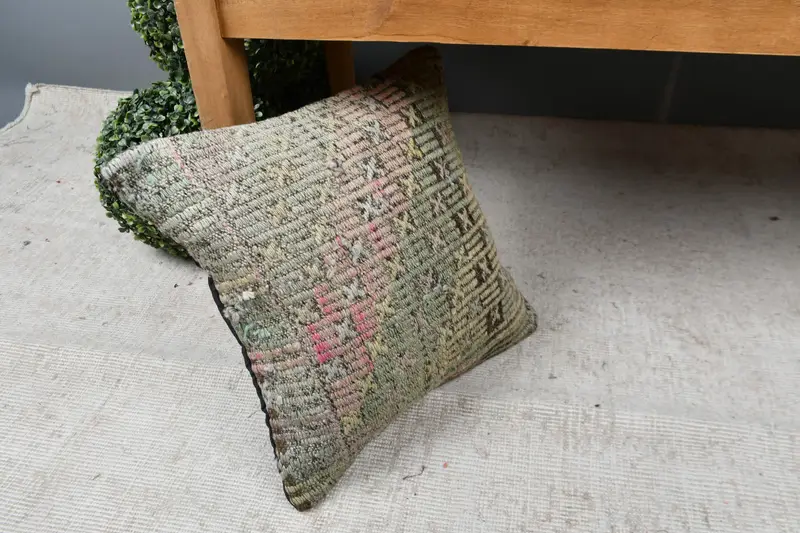 Nomadic Cushion Cover, Pillow for Couch, Cushion Cover, Christmas Cushion Cover, 16x16 Beige Pillow Sham, Gift Pillow, Handmade Kilim Cushion - 7