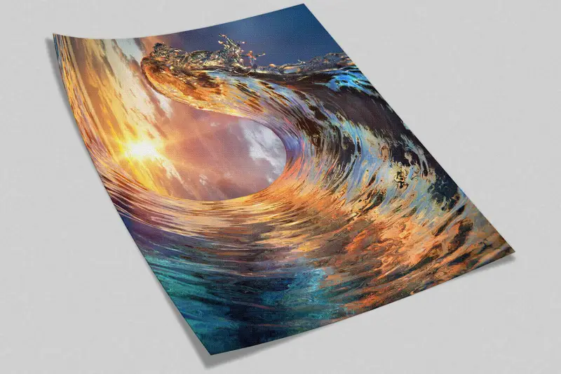 View Wall Decor, Crest Wall Decals, Sea Landscape Mural, Sunset Light in Wave Art Crest Shape Wall Print, Custom Wall Paper, - 6