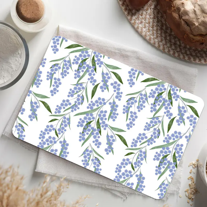 Temperli Güvenlik Tasarımlı Çiçek Baskılı Cam Kesme Tahtası