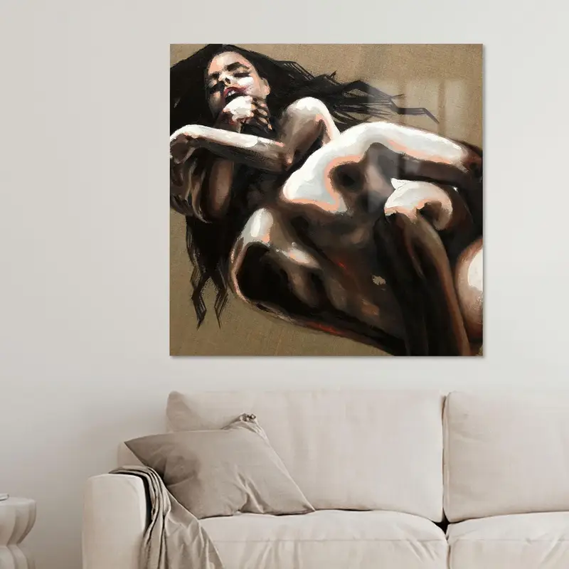 Elegant Sensual Couple Canvas: Erotic Art for Man Cave