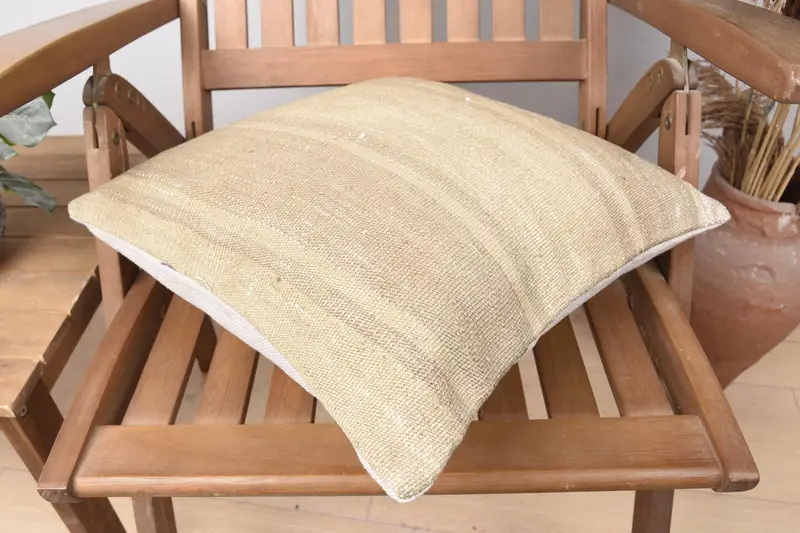 Boho Pillow, 16x16 Beige Cushion, Pillow for Couch, Kilim Cushion Sham, Pillow Case, Ethnic Throw Pillow Sham, Bench Pillow Sham - 4