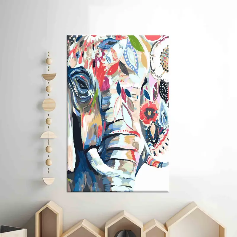 Elephant Canvas Decor, Elephant Lover Gift, Abstract Elephant Wall Art, Colorful Elephant Wall Art, Modern Wall Decor, Animal Canvas Art, - 1