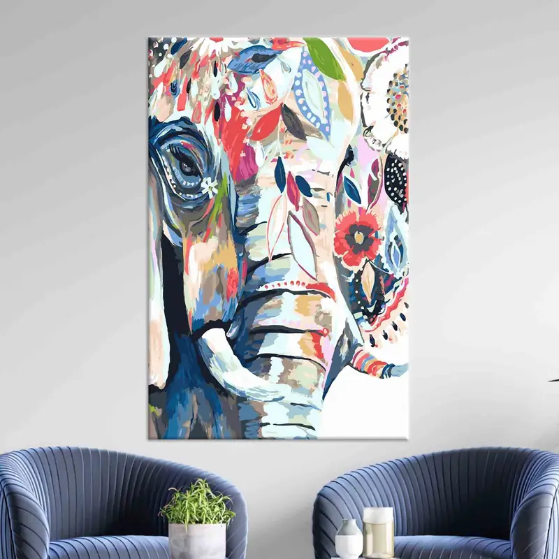 Elephant Canvas Decor, Elephant Lover Gift, Abstract Elephant Wall Art, Colorful Elephant Wall Art, Modern Wall Decor, Animal Canvas Art, - 5