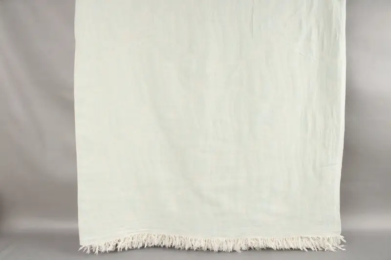 Turkish Bedspread Handwoven Blanket Mint Beige Animal Print, 60x71 Inches