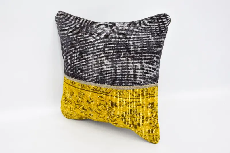 Gift Pillow, Interior Designer Pillow, Ethnical Kilim Rug Pillow, 16x16 Yellow Cushion Cover, Personalized Gift Pillow Pillow Case, Pillow - 4