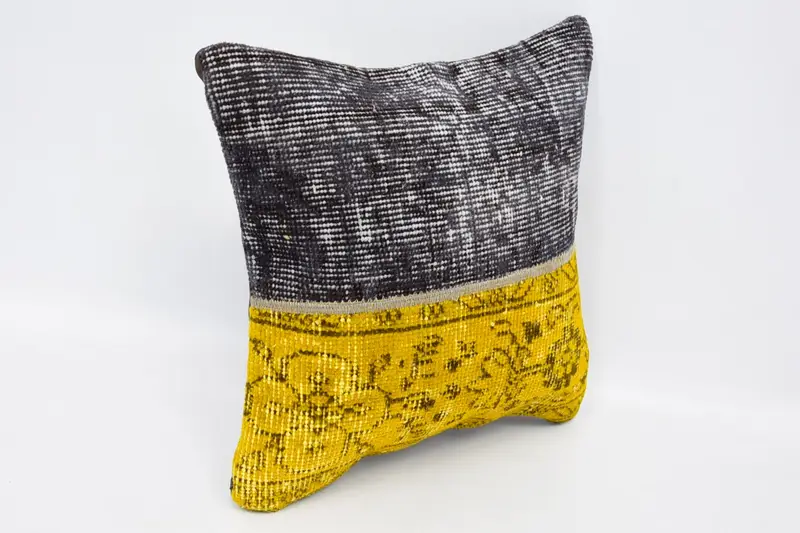 Gift Pillow, Interior Designer Pillow, Ethnical Kilim Rug Pillow, 16x16 Yellow Cushion Cover, Personalized Gift Pillow Pillow Case, Pillow - 3