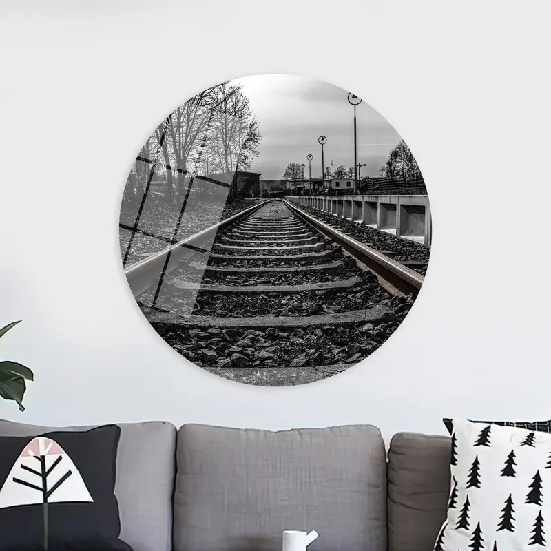 Nostalgic Railroad Canvas: Elegant Railway Landscape Print