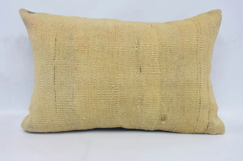 Designer Throw Pillow Case, Cushion Cover, Pillow for Sofa, Handmade Kilim Cushion, 16x24 Beige Cushion, Home Decor Pillow - 1