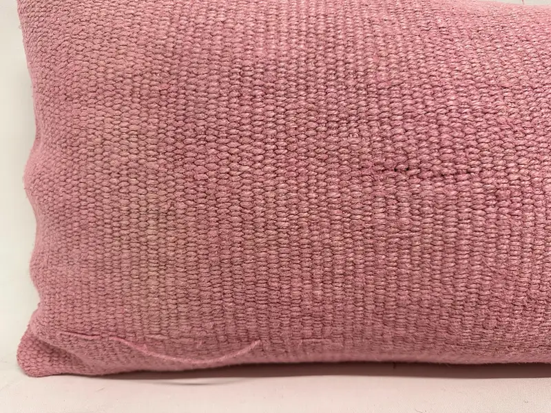 パターンスロークッションケース、トルコのキリム枕、手作りのキリムクッション、枕カバー、ギフト枕、16x48ピンクのクッションカバー - 2
